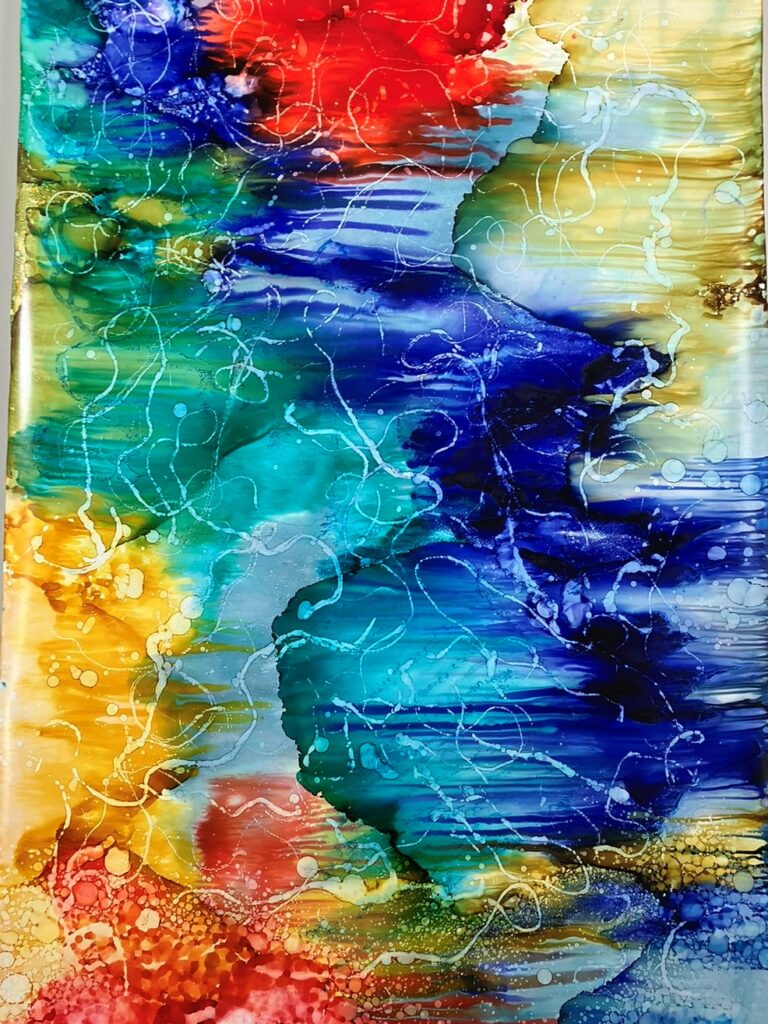 Diane English alcohol ink, Up Stream