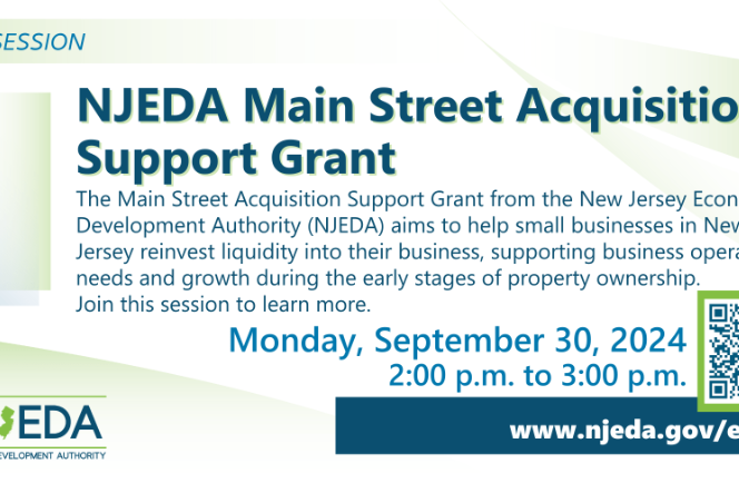 NJEDA to Open Applications for Main Street Acquisition Support Grant