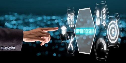 Apprenticeship concept, Business woman hand touching apprentices NJDOL Announces Statewide Apprenticeship Degree Initiative