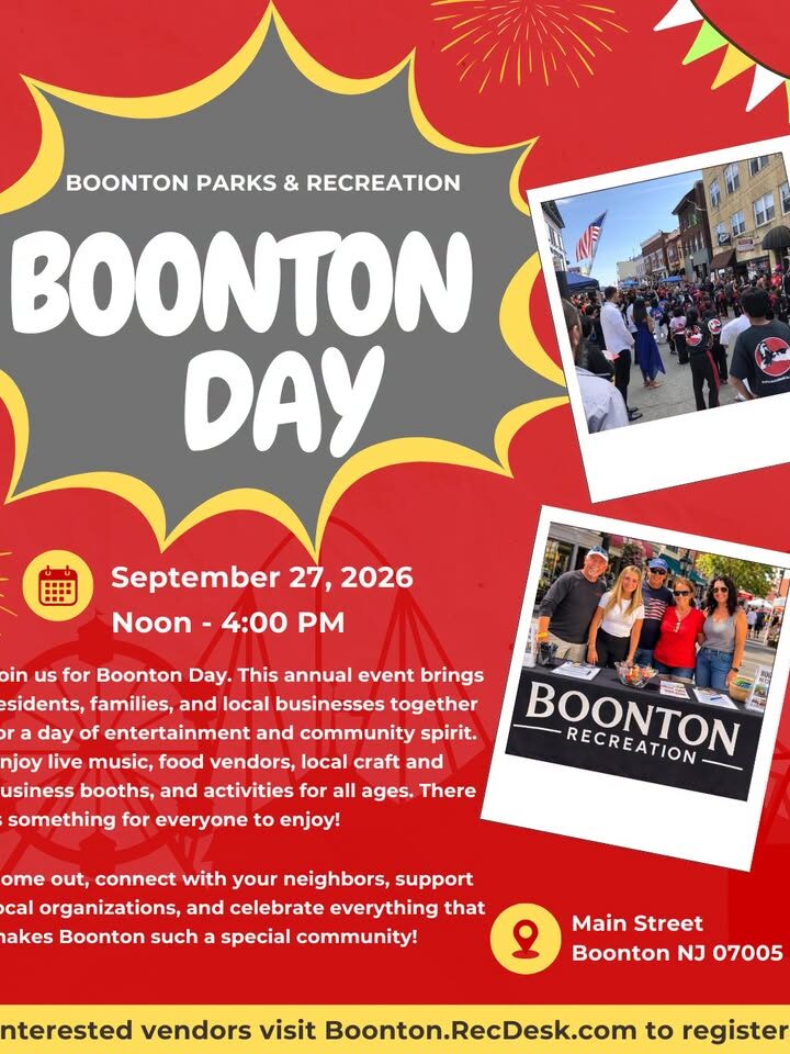 Boonton Day Comes to Historic Main Street - September 27, 2026