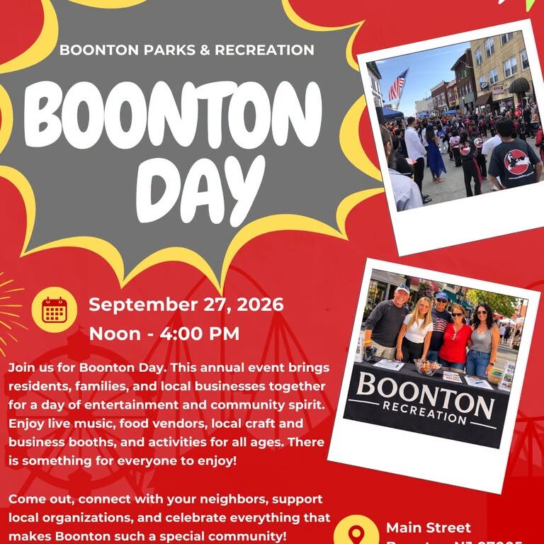 Boonton Day Comes to Historic Main Street – September 27, 2026 Boonton Day Comes to Historic Main Street - September 27, 2026